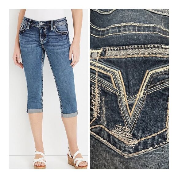 Vigoss Jeans Heritage Fit Capri womens Size 6 L 25  roll cuff blue - Picture 1 of 10